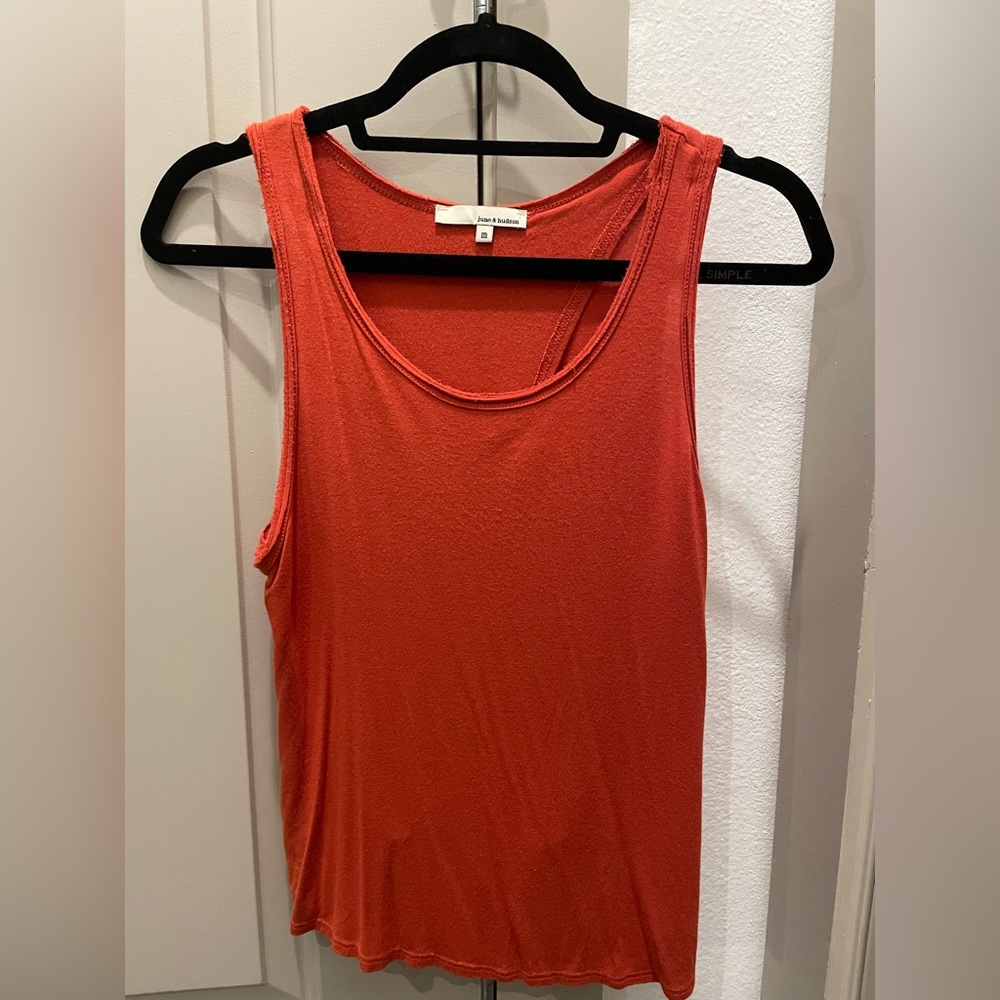 June & Hudson Burnt Orange Shirt with Knot in Back